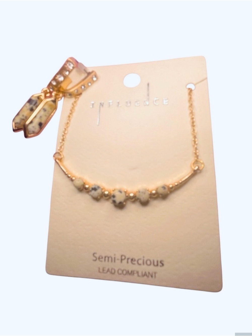 Necklace and Earrings SEMI-precious Dalmatian stones.